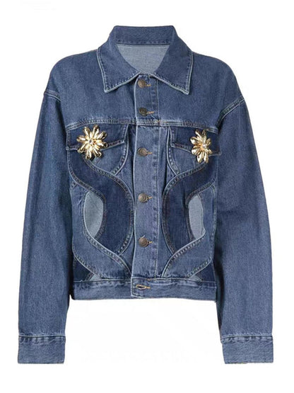 DEAT Fashion Women's Jeans High Waist Cross Contrast Color Hollow Out Metal Button Straight Denim Pants Summer 2023 New 17A8765H EMJP TRENDS