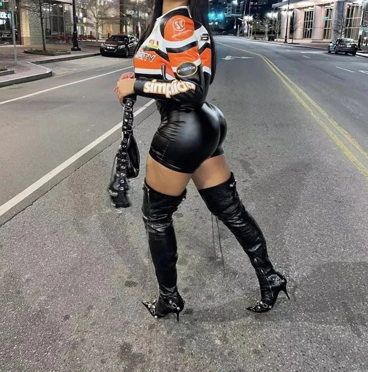Woman Casual Zip Up Orange Jacket