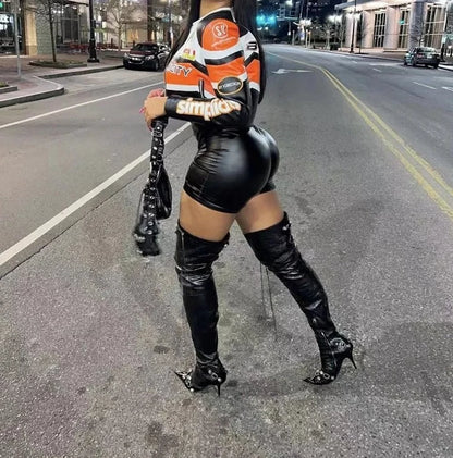 Woman Casual Zip Up Orange Jacket