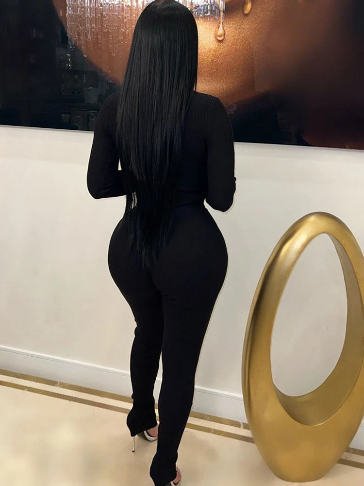Women Ribbed Tracksuit Set