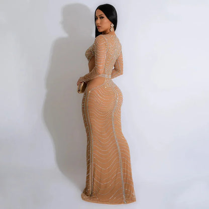 Deep V-neck Bodycon Midi Maxi Dress