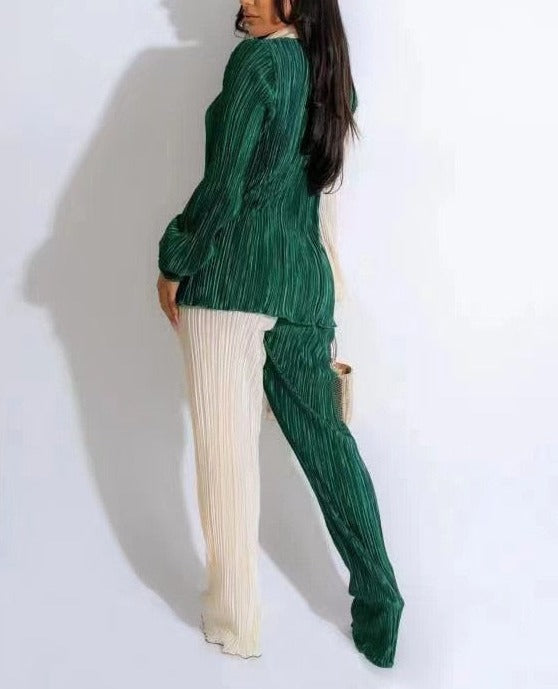 Chiffon Loose Shirt Set  Pants 2 Piece Set
