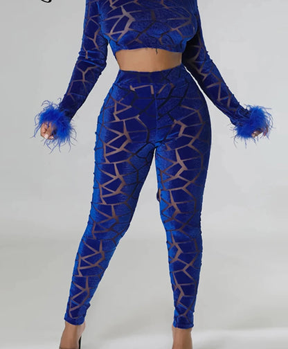 see through velvet mesh jumpsuit