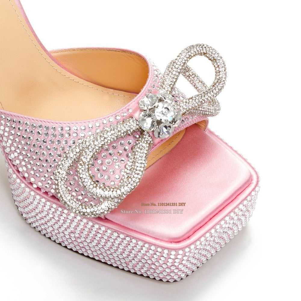 Sky High Glitter Bow Tie Heeled Shoes