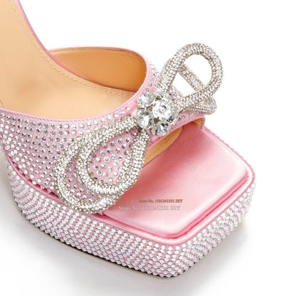 Sky High Glitter Bow Tie Heeled Shoes