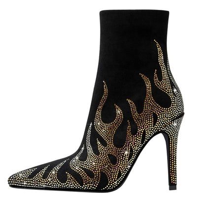 Rhinestone Knee Length Women's Boots Fashion Thin Heel