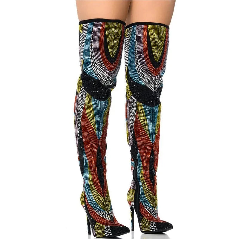 Women Pointed Toe Thin High Heels Boots