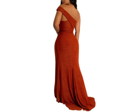 Floor Length Dress Long Dress Card Shoulder Dress