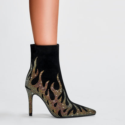Rhinestone Knee Length Women's Boots Fashion Thin Heel