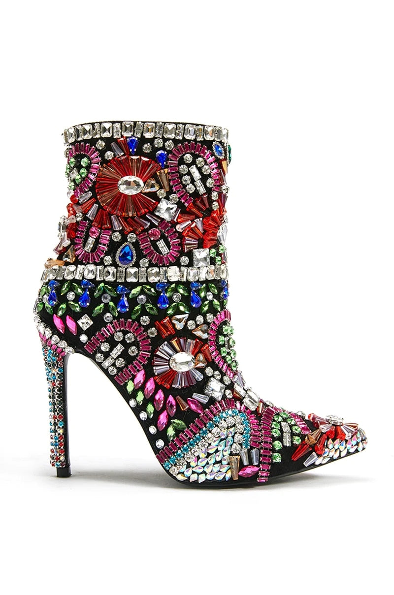Calf Boots Pointed Toe Thin High Heel Boots