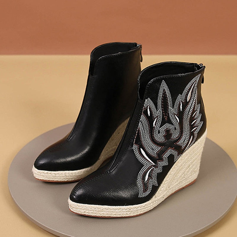 Straw Rope Weave Wedge Boot EMJP TRENDS