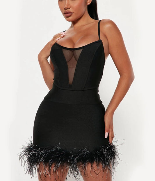 Bandage Crop Top Skirt Sets- Black