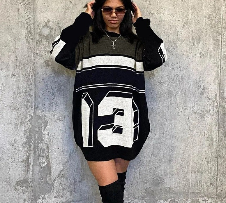 Patchwork Knitted Long Sweaters