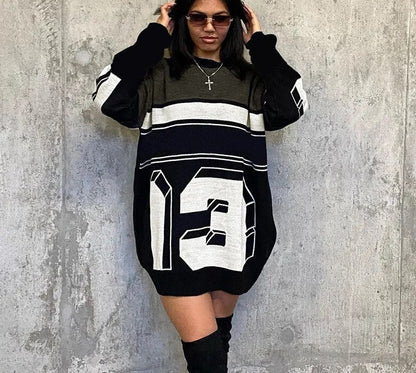 Patchwork Knitted Long Sweaters