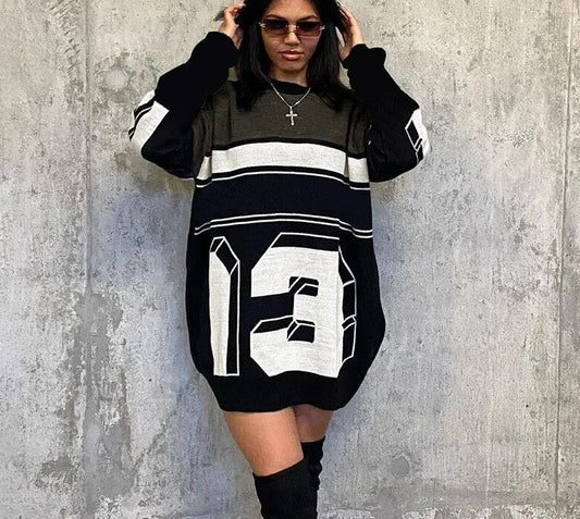 Patchwork Knitted Long Sweaters