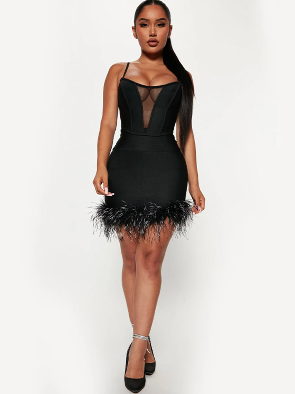 Bandage Crop Top Skirt Sets- Black
