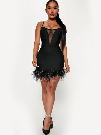 Bandage Crop Top Skirt Sets- Black