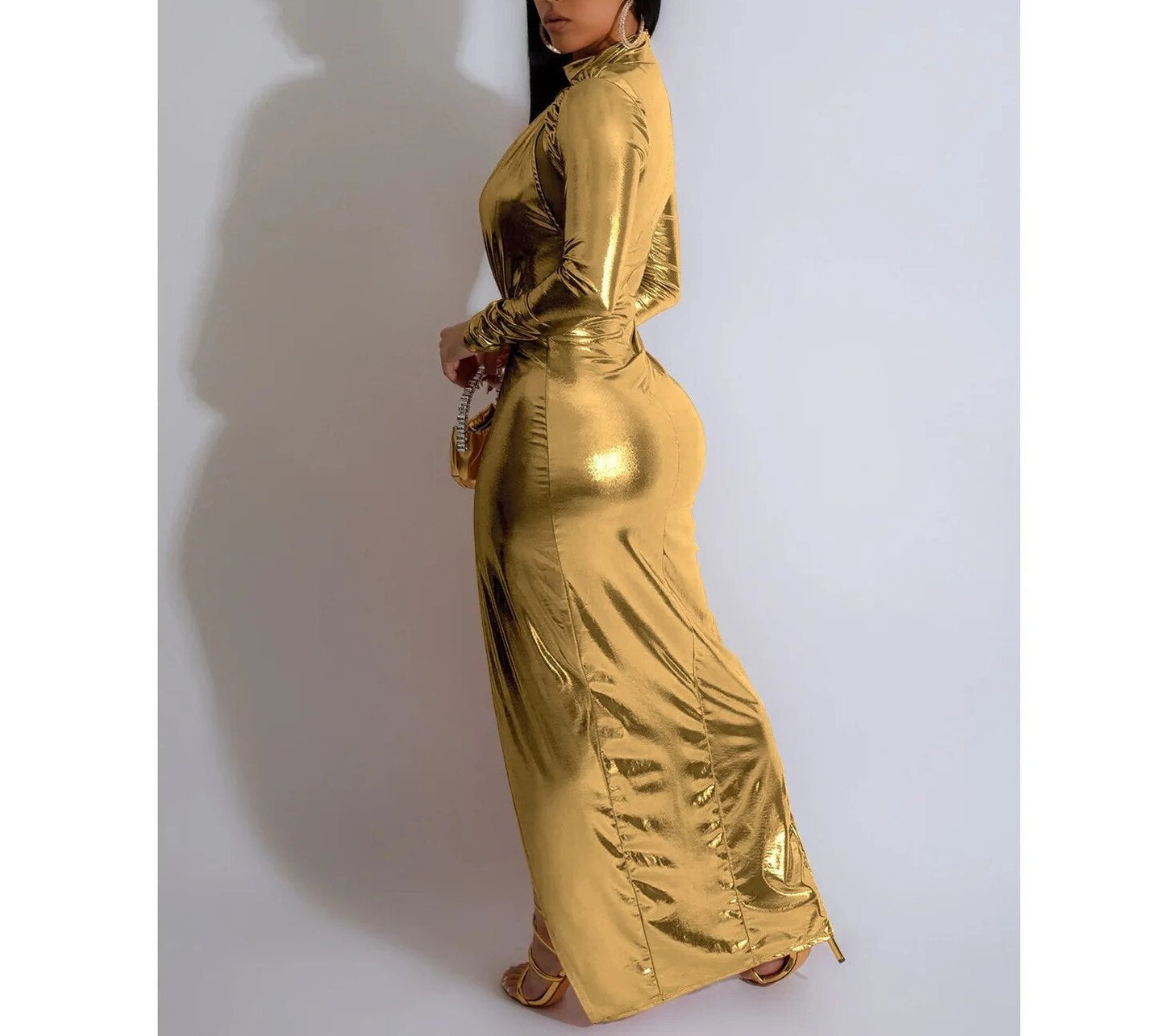 Cutout Front High Side Split Maxi Midi Dress