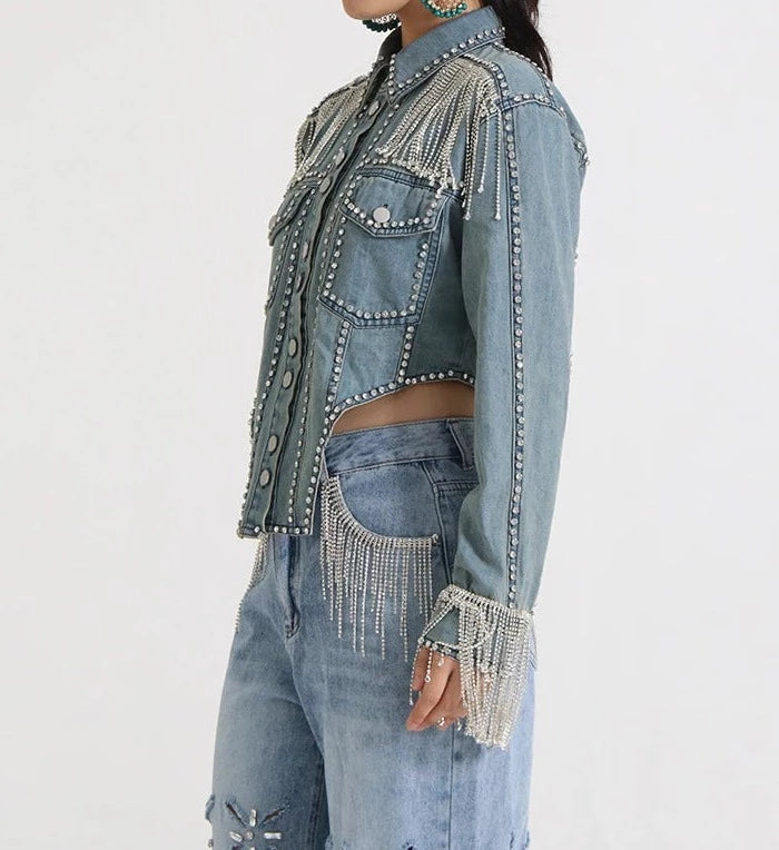 Denim Patchwork Tassel Jackets