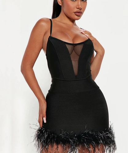 Bandage Crop Top Skirt Sets- Black