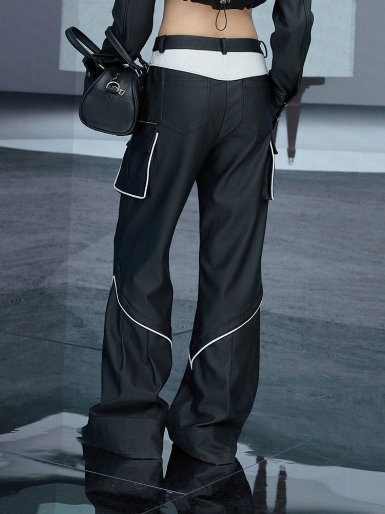 PU Leather Pants Loose Contract  Leg Trousers EMJP TRENDS