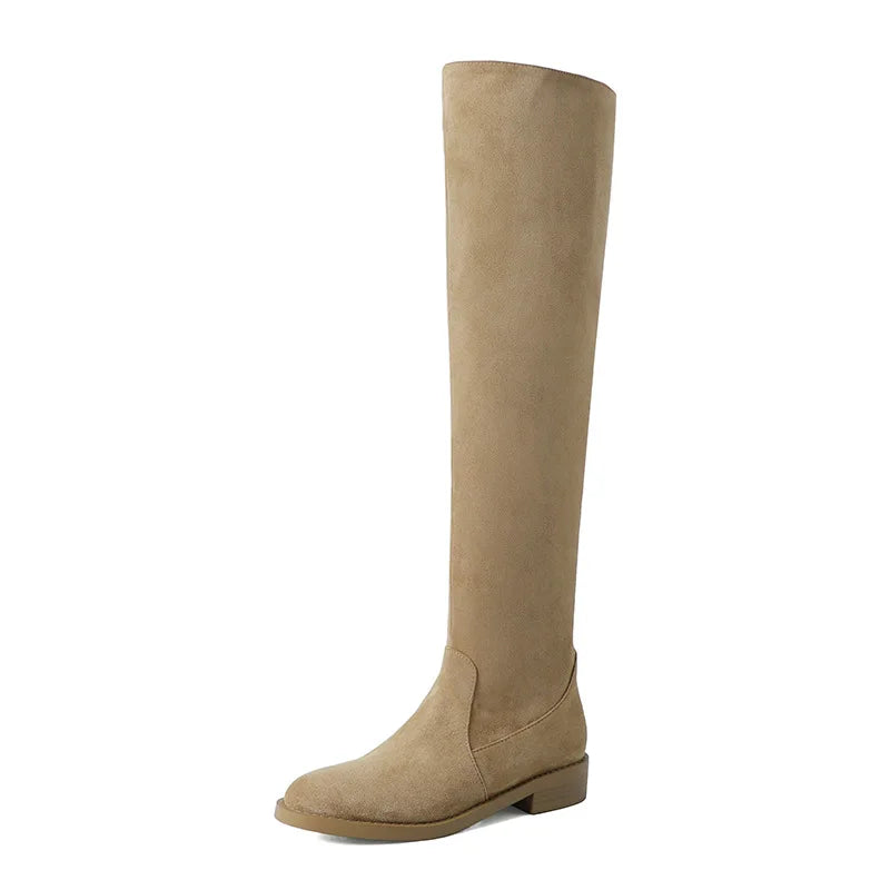 Women's Thick Heel Flat Bottom Long Boots