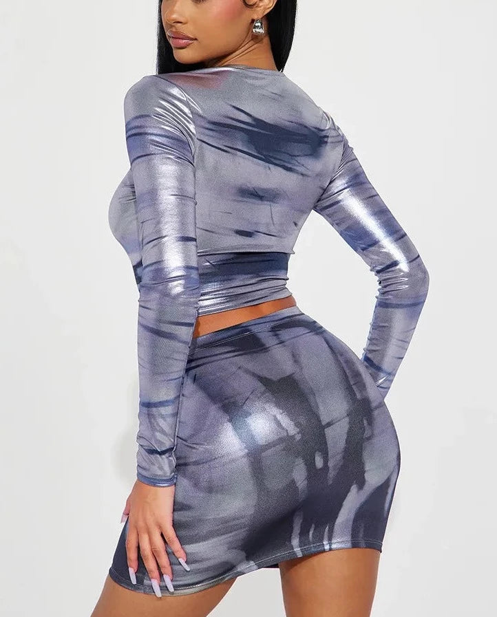 Women's Crop Tops Mini Skirts Sets