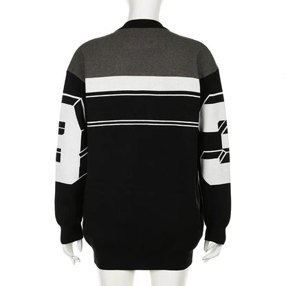 Patchwork Knitted Long Sweaters