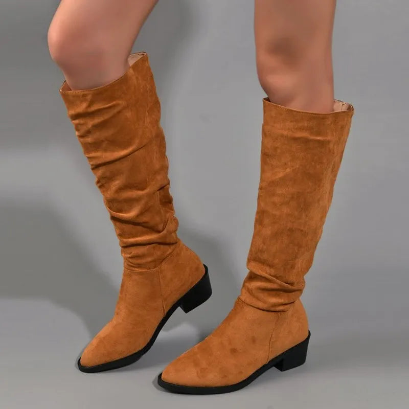 Women Winter Low Heels Round  Boots