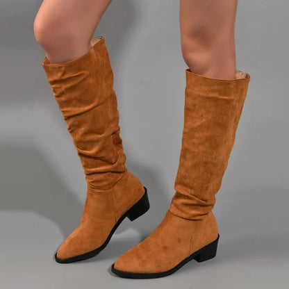 Women Winter Low Heels Round  Boots