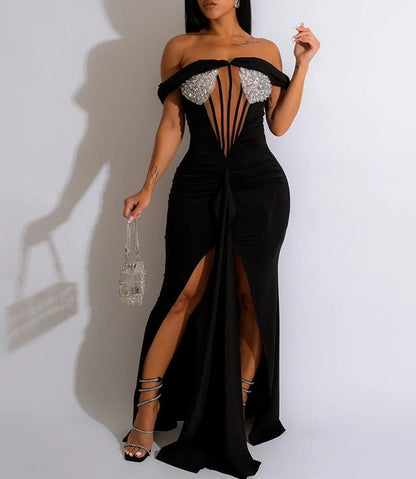 Maxi Slit Long Mesh Dresses