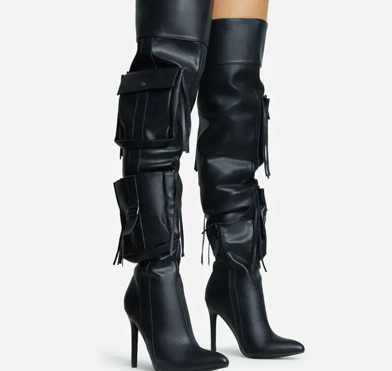 Karanza Knee High Boots-Black