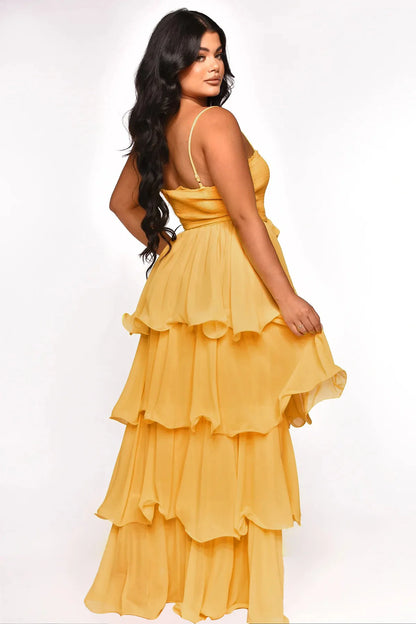Ruffles Spaghetti Strap  Maxi Dress