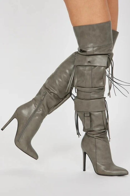 Karenza Knee High Boots-Grey