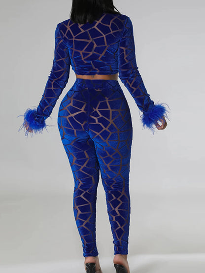 see through velvet mesh jumpsuit