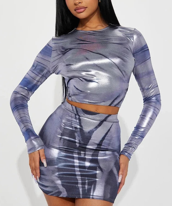 Women's Crop Tops Mini Skirts Sets
