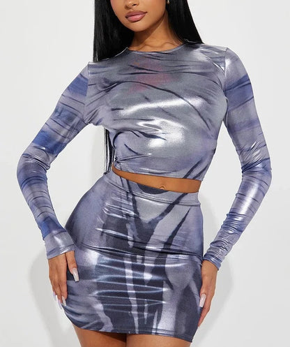 Women's Crop Tops Mini Skirts Sets