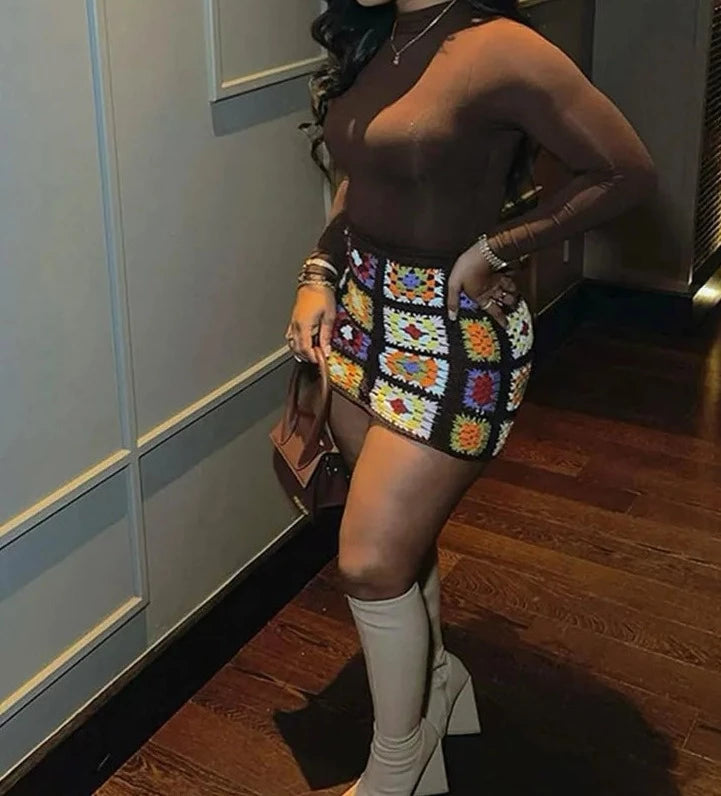 High Waist Mini Skirt Outfits Print
