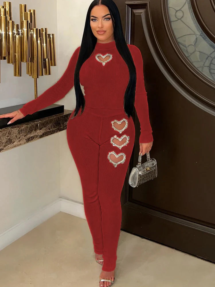 Women Ribbed Tracksuit Set