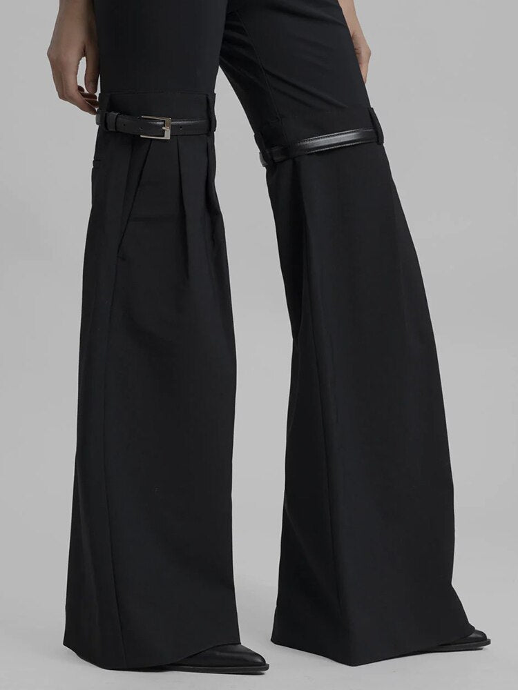 Pants  Knee Strap Black Slight Trousers EMJP TRENDS