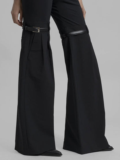 Pants  Knee Strap Black Slight Trousers EMJP TRENDS