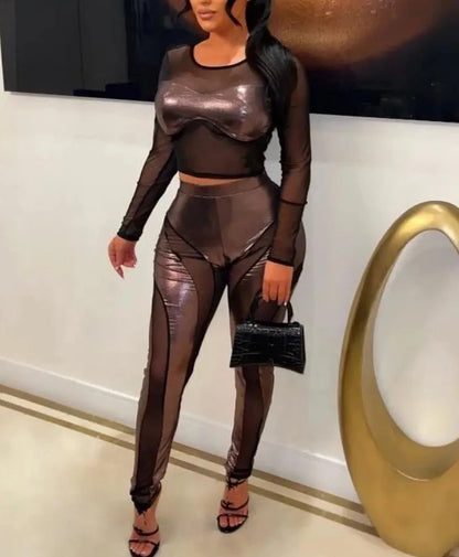 Women Mesh Patchwork Set