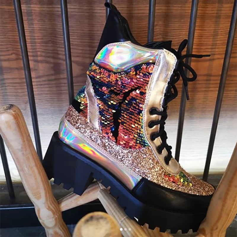 Women's Ankle Boots Platform Lace-Up Boots