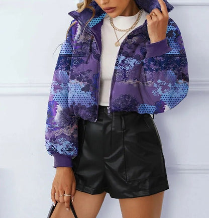 Winter Short Zipper Turn-down Collar Jacket