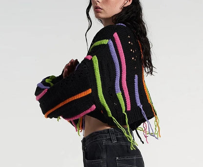 Knitted Cropped Sweater Pullover