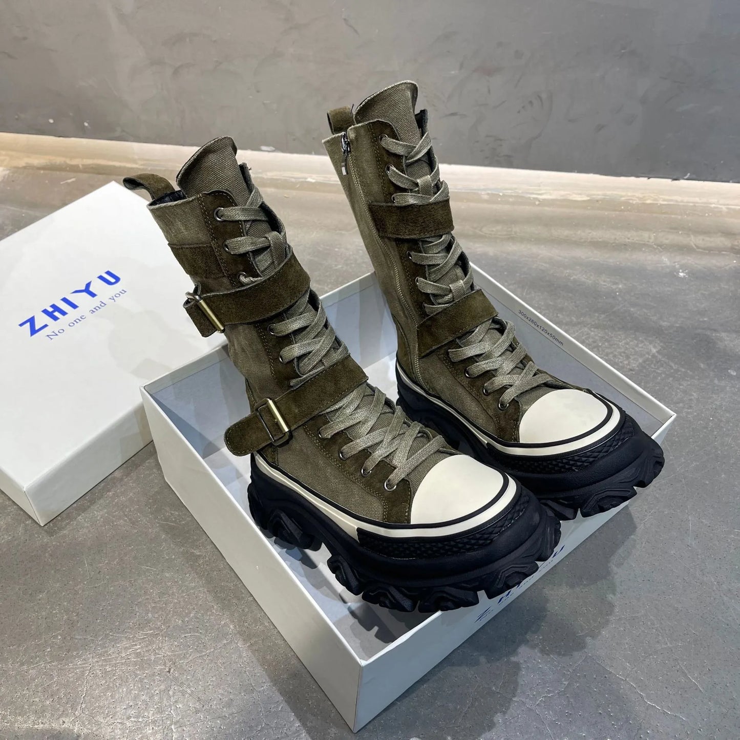 Women nubuck leather Thick Bottom Boots