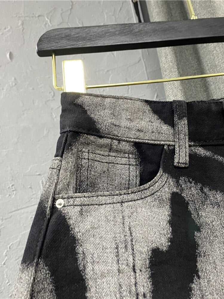 Tie-dyed Printed Burr Above Knee Streetwear Skirts EMJP TRENDS