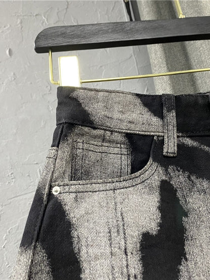 Tie-dyed Printed Burr Above Knee Streetwear Skirts EMJP TRENDS