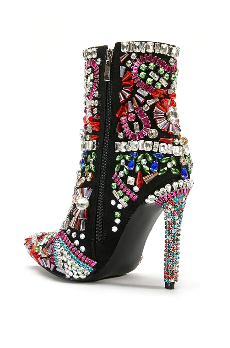 Calf Boots Pointed Toe Thin High Heel Boots