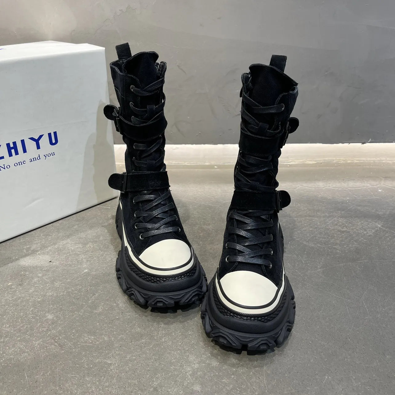 Women nubuck leather Thick Bottom Boots